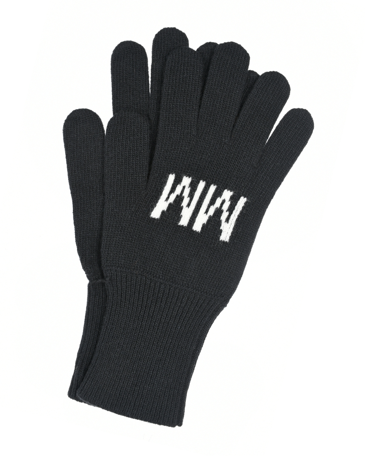 Черные перчатки с белым лого MM6 Maison Margiela детские, размер 3, цвет черный - фото 1