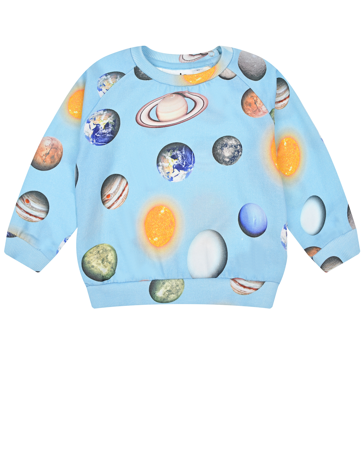 Голубой свитшот с принтом "планеты" Molo детский, размер 80, цвет мультиколор - фото 1