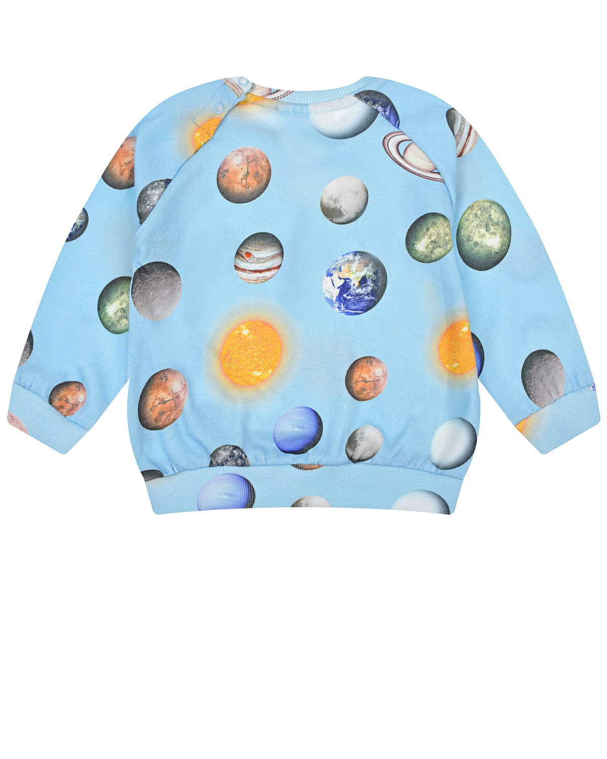 Голубой свитшот с принтом "планеты" Molo детский, размер 80, цвет мультиколор - фото 2