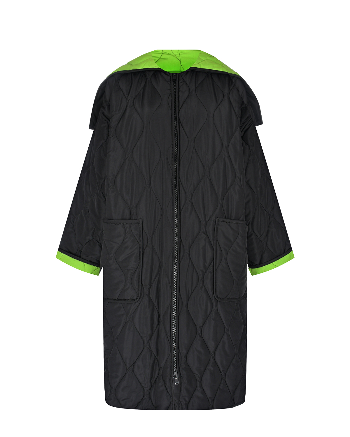 Черное стеганое пальто MSGM, размер 40, цвет черный - фото 1
