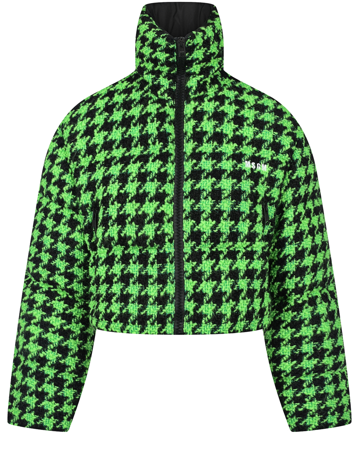 Черно-зеленая куртка в гусиную лапку MSGM, размер 40, цвет нет цвета