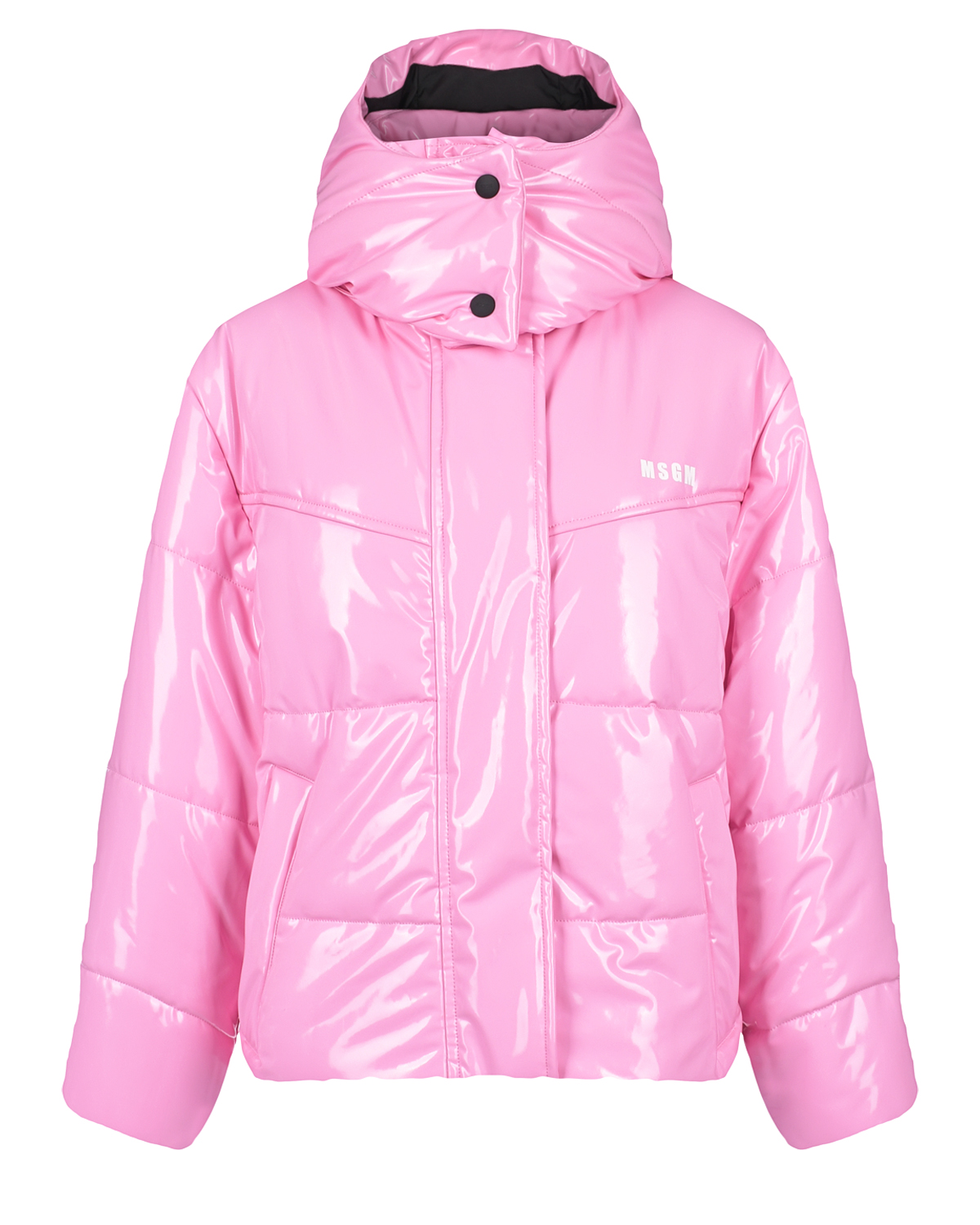 Розовая глянцевая куртка MSGM, размер 40, цвет розовый