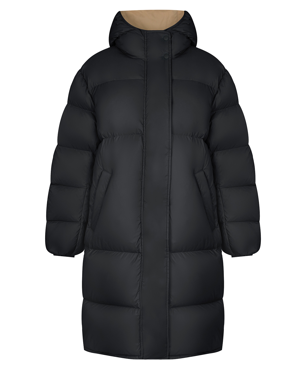 Черное стеганое пальто с капюшоном MSGM, размер 42, цвет черный - фото 1