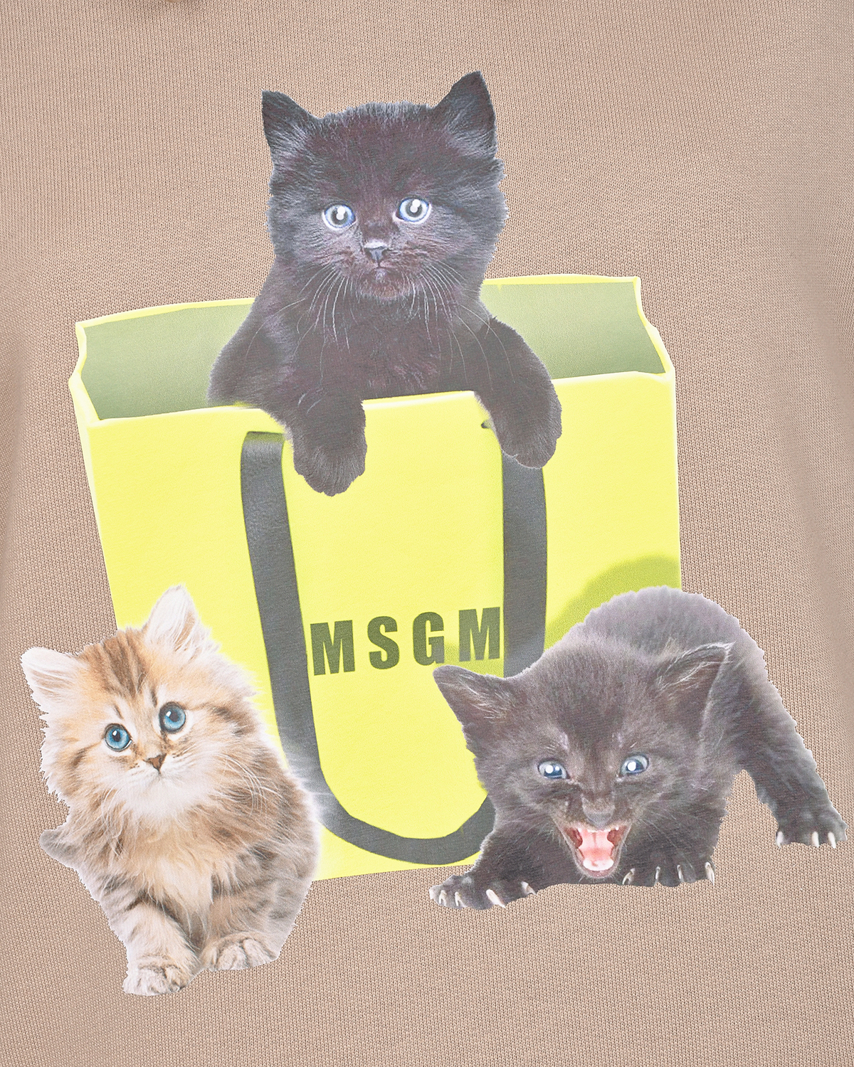 Бежевая толстовка-худи с принтом "котята" MSGM, размер 44, цвет бежевый - фото 8