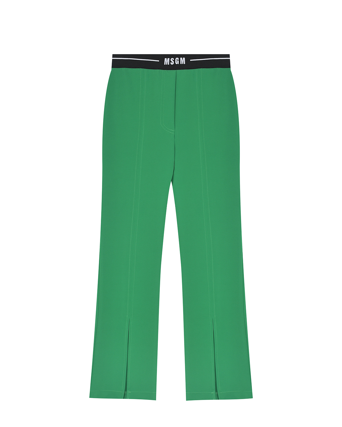 Зеленые брюки с черным поясом на резинке MSGM детские, размер 140, цвет зеленый
