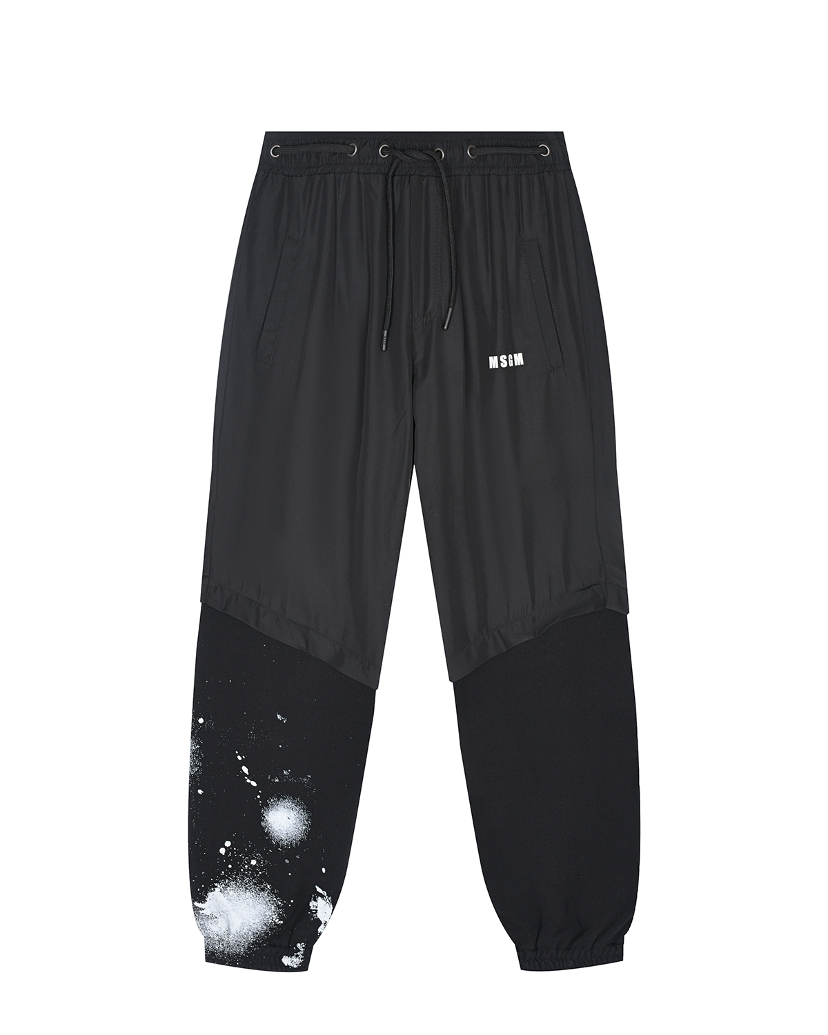 Черные спортивные брюки с белым принтом MSGM детские, размер 128, цвет черный - фото 1