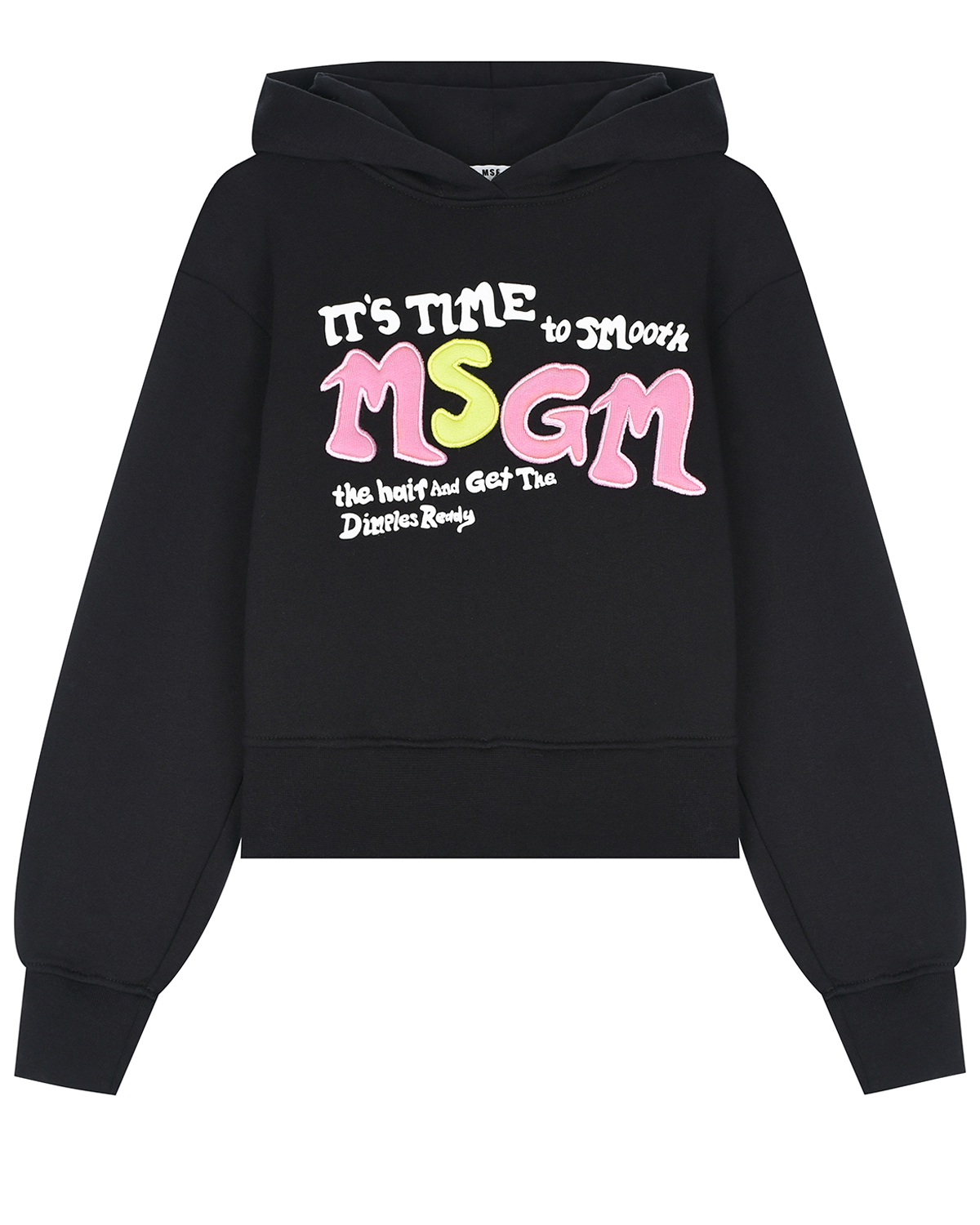 

Черная толстовка-худи с крупным лого MSGM детская, Черный, Черная толстовка-худи с крупным лого MSGM детская