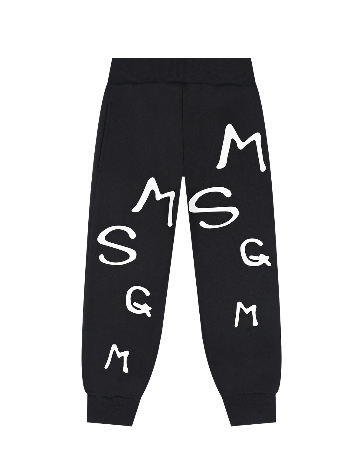 Черные спортивные брюки с белым лого MSGM детские, размер 104, цвет черный