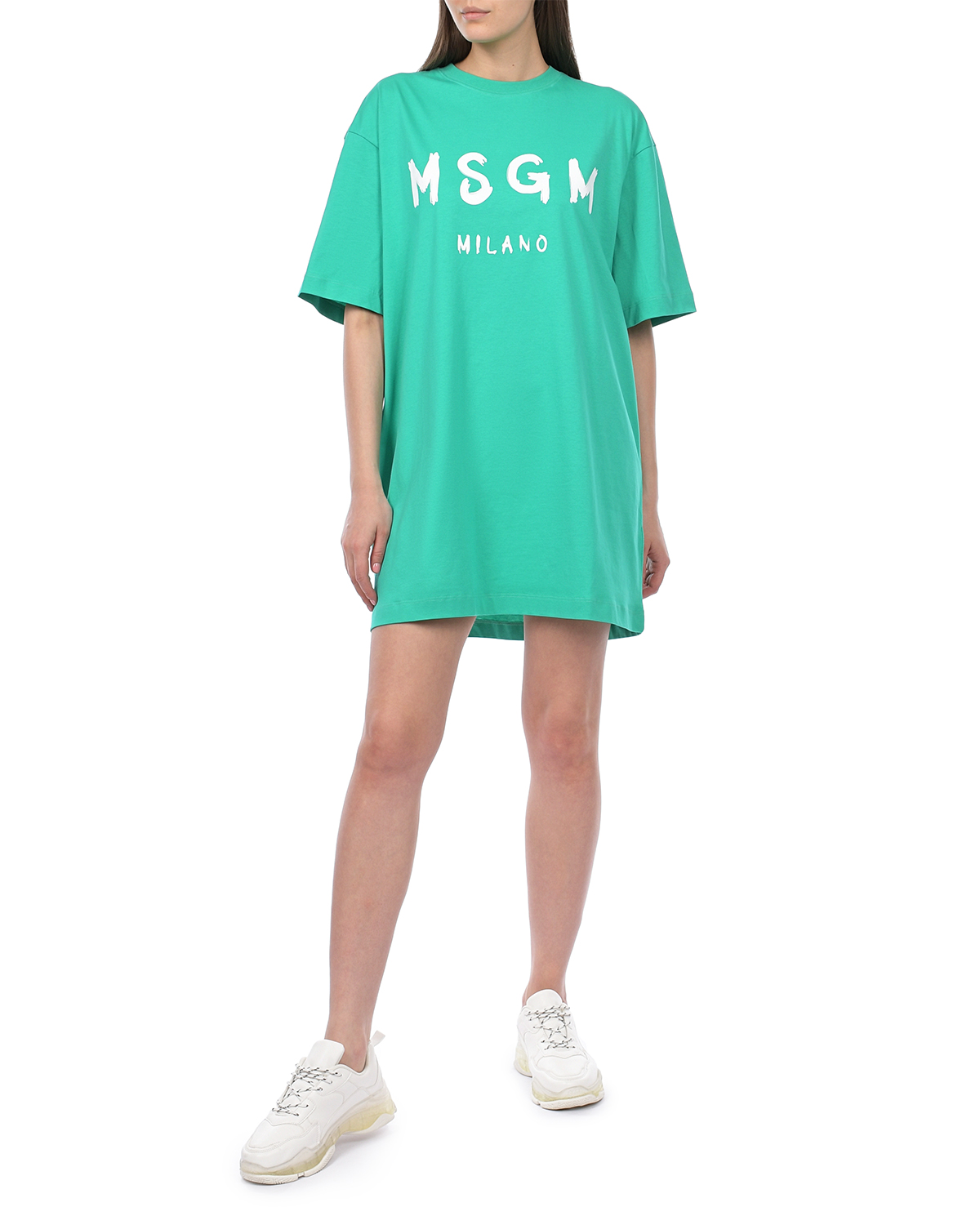 Платье-футболка с лого MSGM, размер 42, цвет зеленый - фото 2