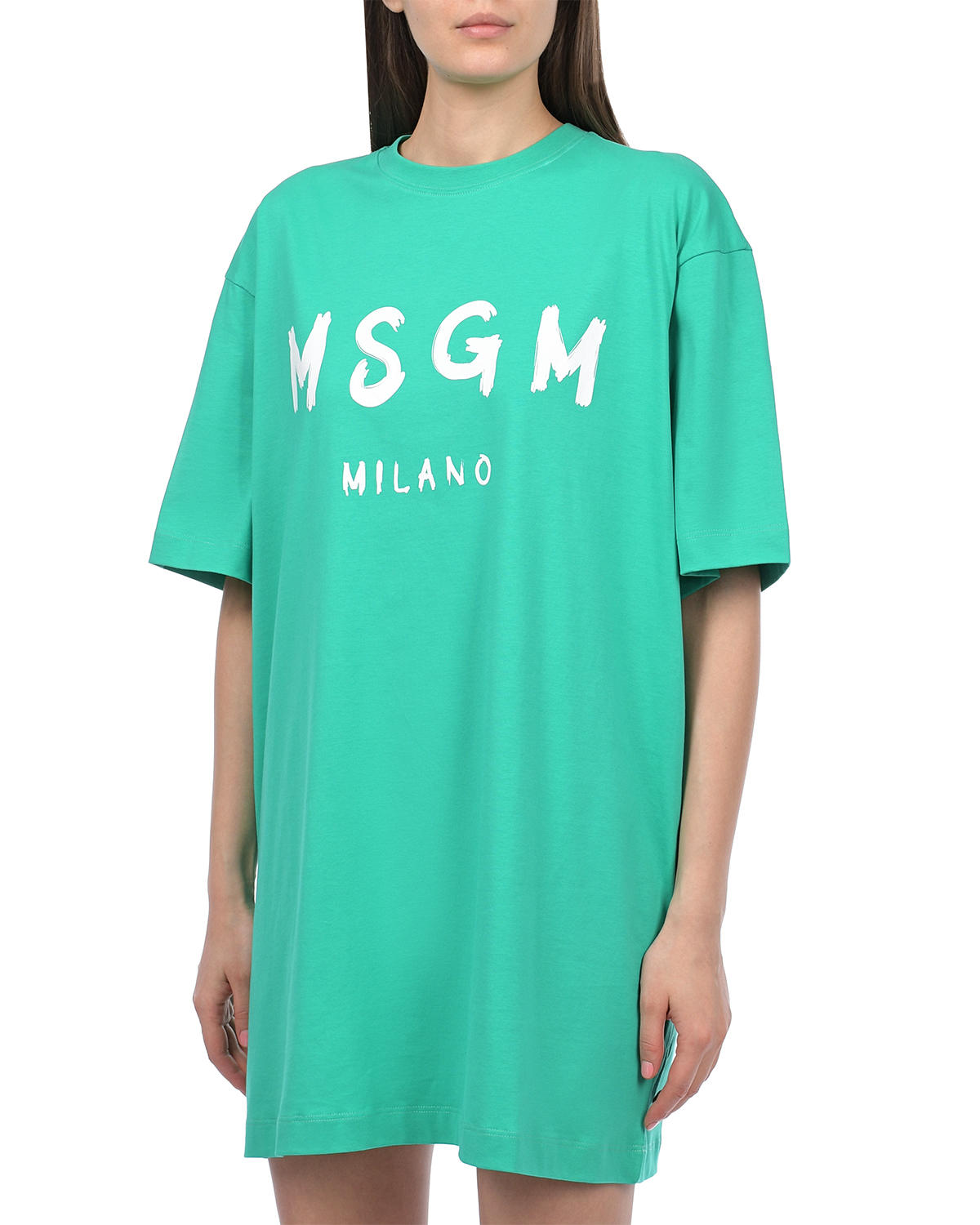 Платье-футболка с лого MSGM, размер 42, цвет зеленый - фото 5