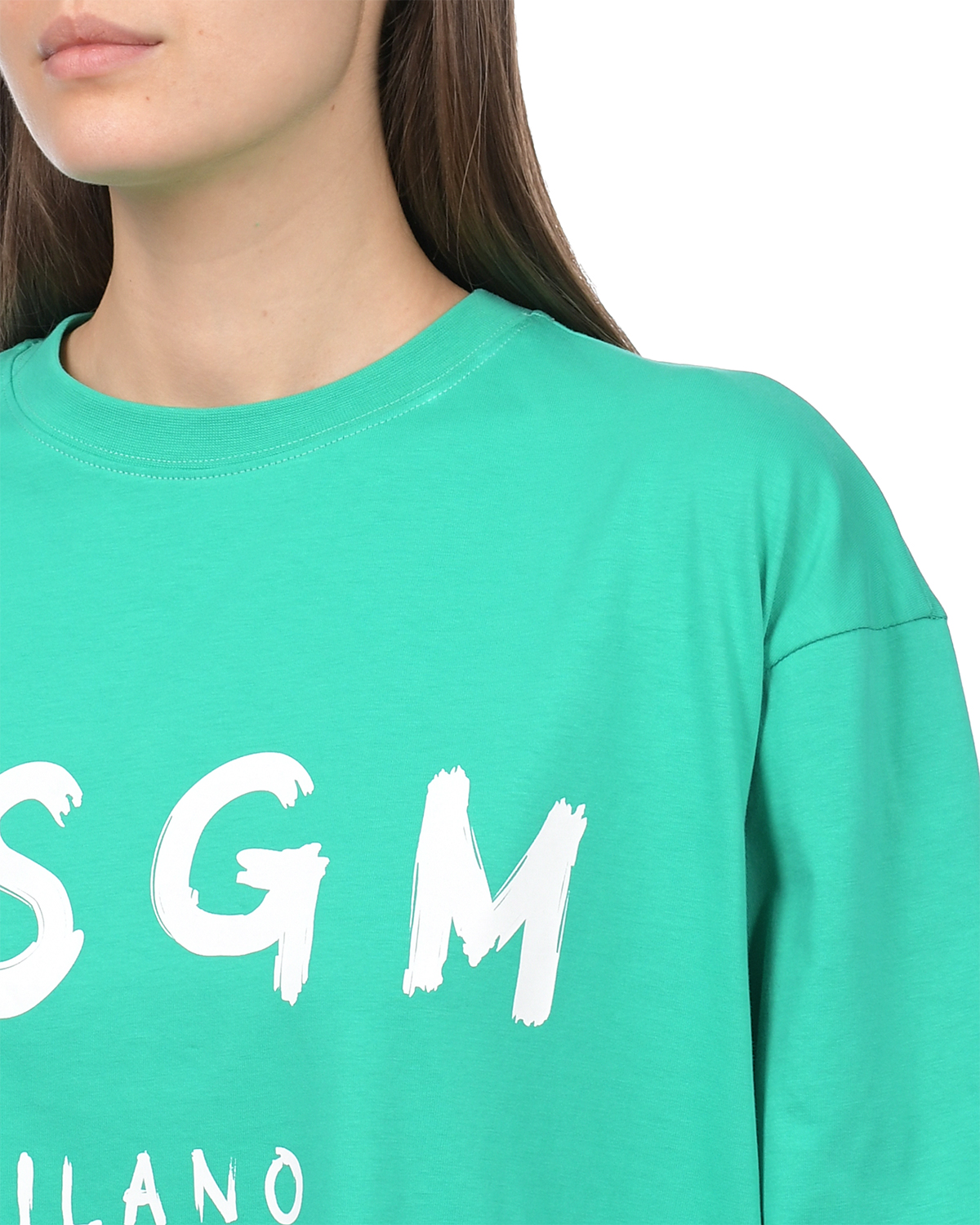 Платье-футболка с лого MSGM, размер 42, цвет зеленый - фото 7