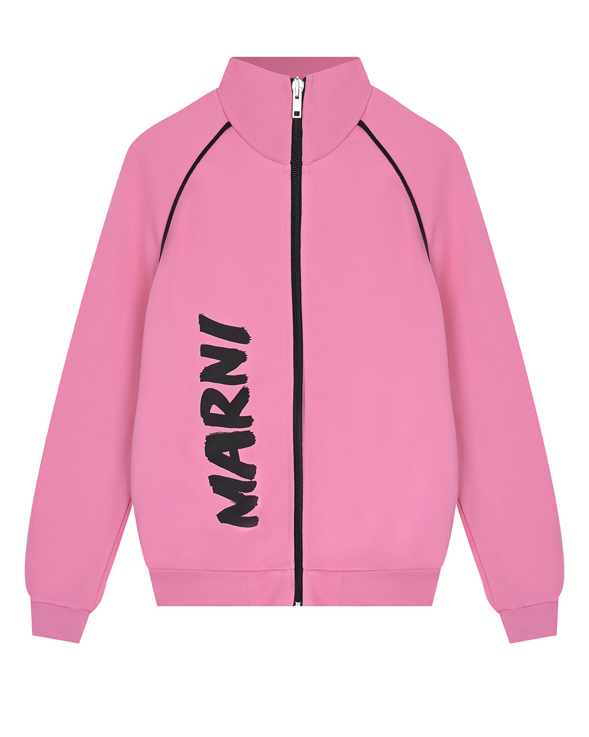 Розовая спортивная куртка с черным лого MARNI детская, размер 140, цвет розовый
