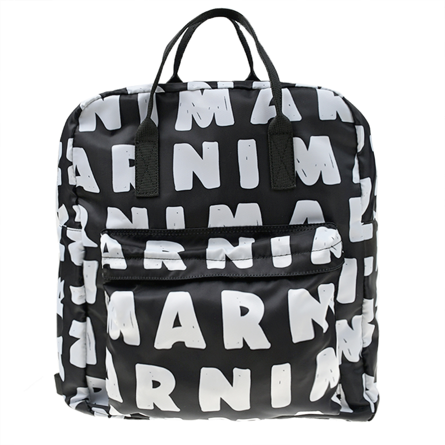 Черный рюкзак со сплошным белым лого, 40x35x15 см MARNI детский, размер unica, цвет мультиколор - фото 1