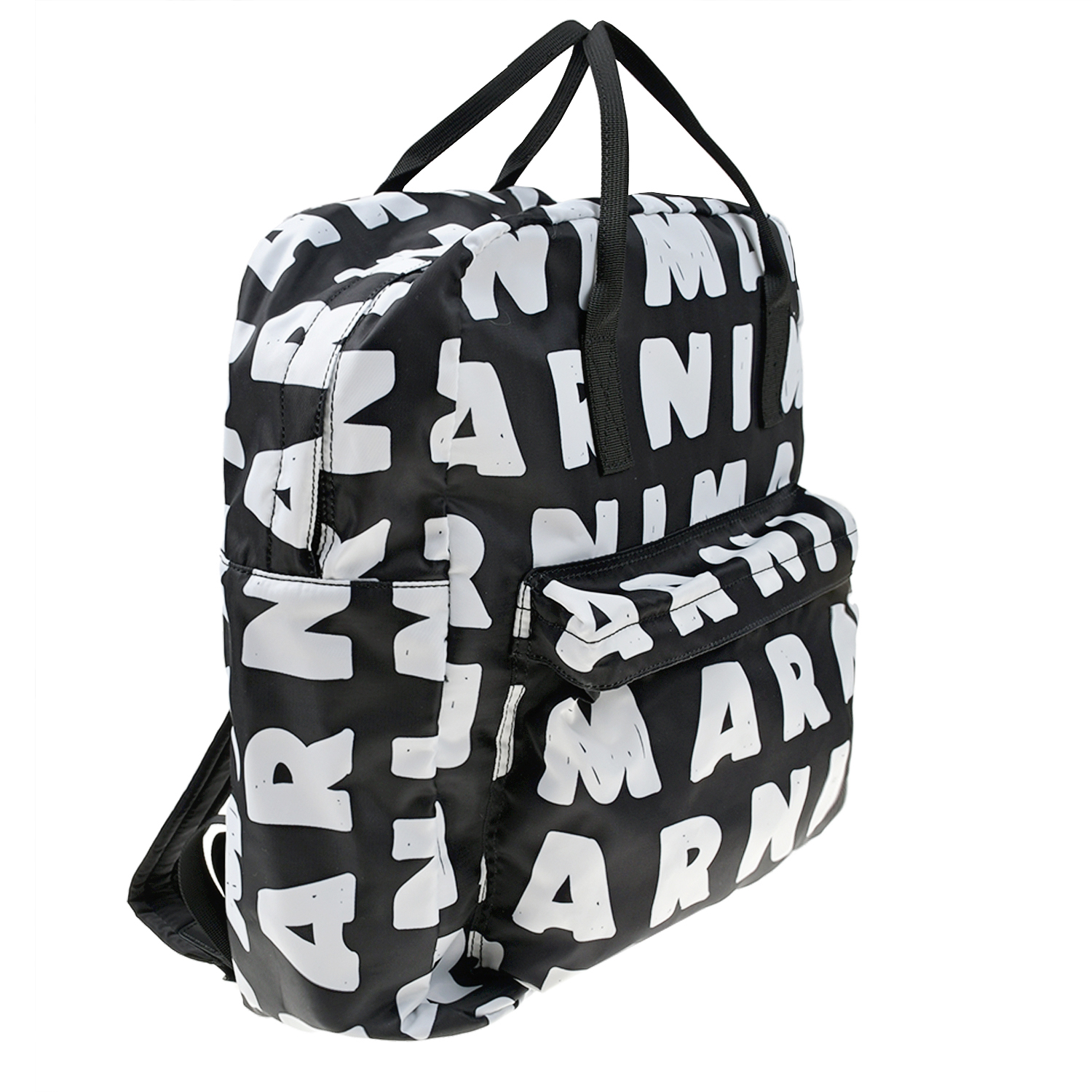 Черный рюкзак со сплошным белым лого, 40x35x15 см MARNI детский, размер unica, цвет мультиколор - фото 2