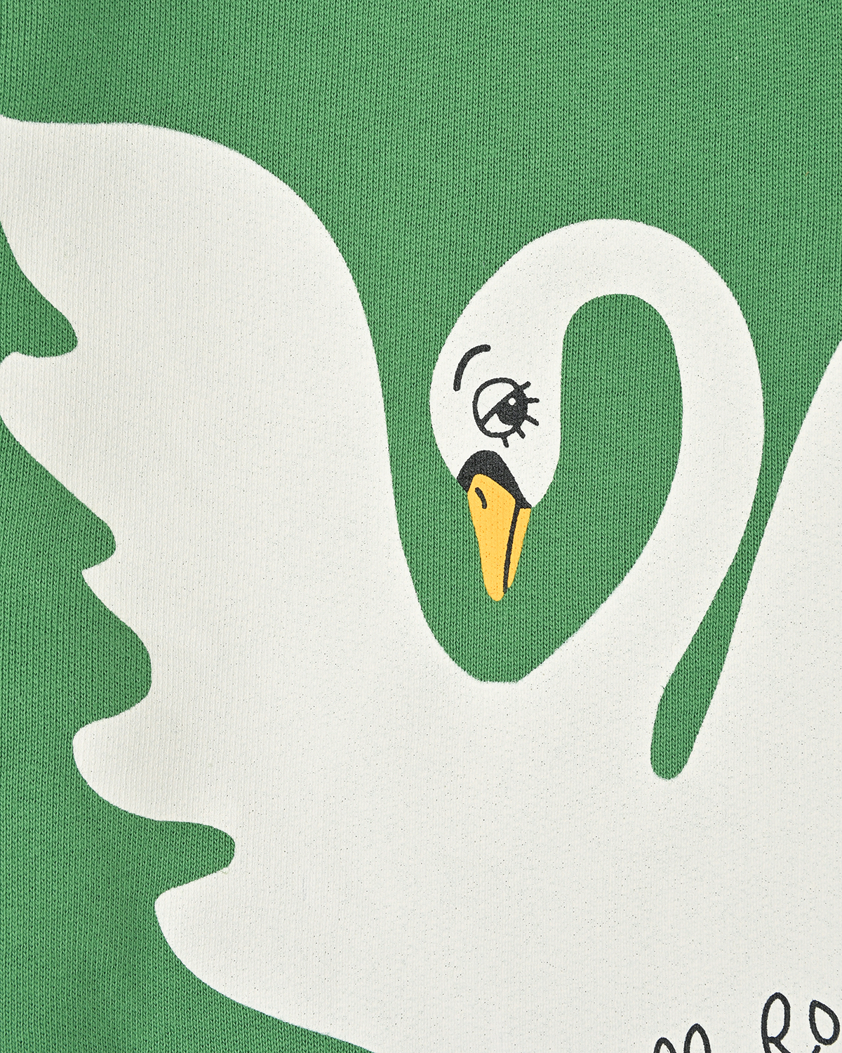Зеленый свитшот с принтом "лебедь" Mini Rodini детский, размер 104 - фото 3