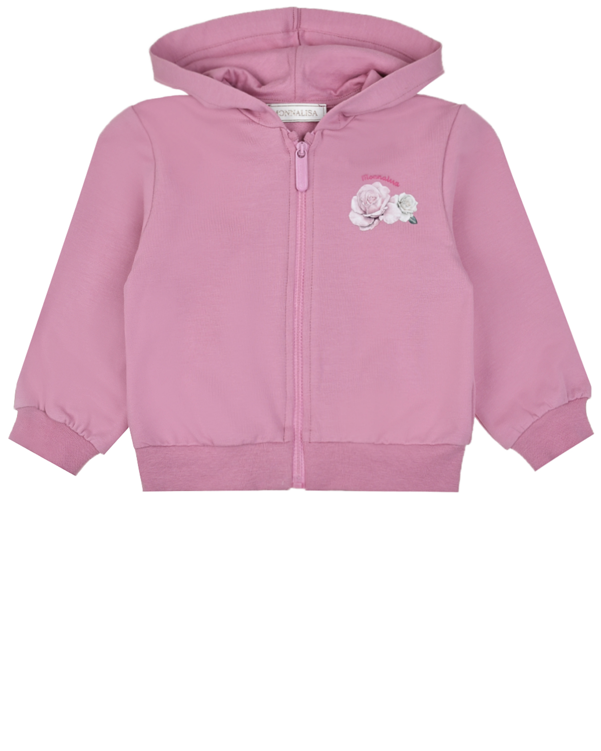 Розовая спортивная куртка с аппликацией "котенок" Monnalisa детская, размер 80, цвет розовый - фото 1
