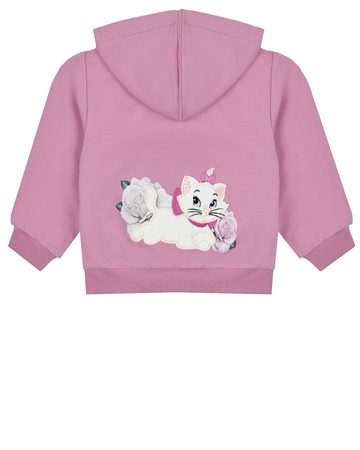 Розовая спортивная куртка с аппликацией "котенок" Monnalisa детская, размер 80, цвет розовый - фото 2