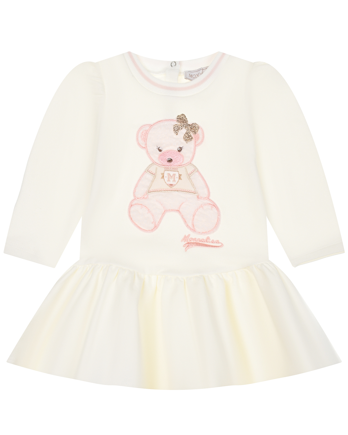 Платье с принтом "медвежонок" Monnalisa детское, размер 80, цвет белый - фото 1
