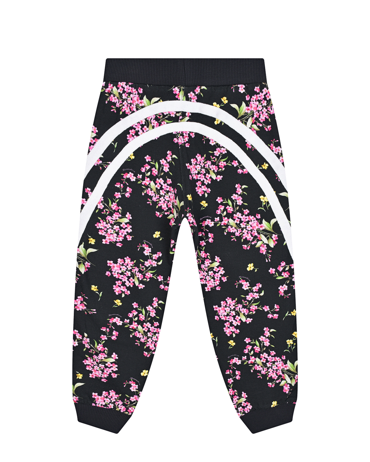 Черные спортивные брюки с цветочным принтом Monnalisa детские, размер 104 - фото 2