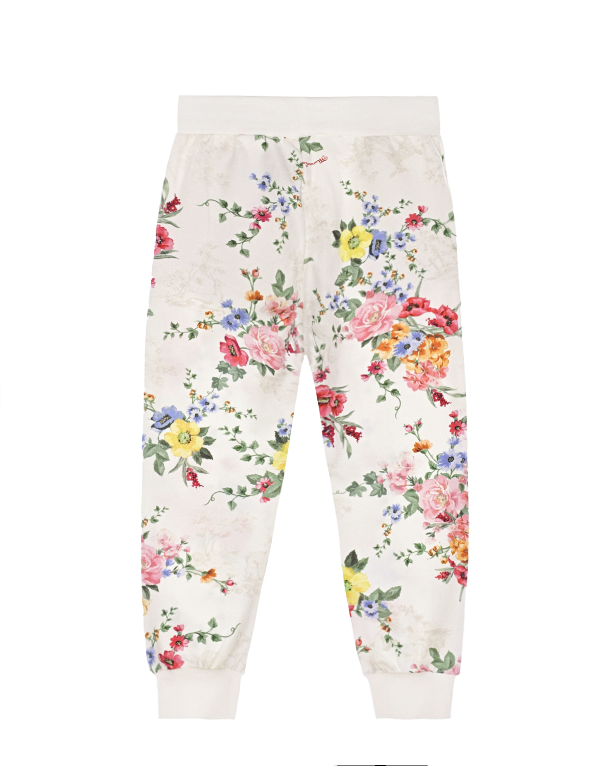 Белые спортивные брюки с цветочным принтом Monnalisa детские, размер 92 - фото 2