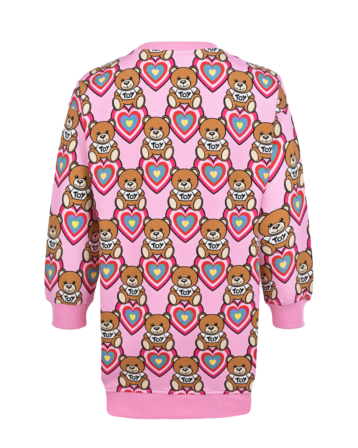 Трикотажное платье со сплошным принтом "медвежата" Moschino детское, размер 104, цвет розовый - фото 2