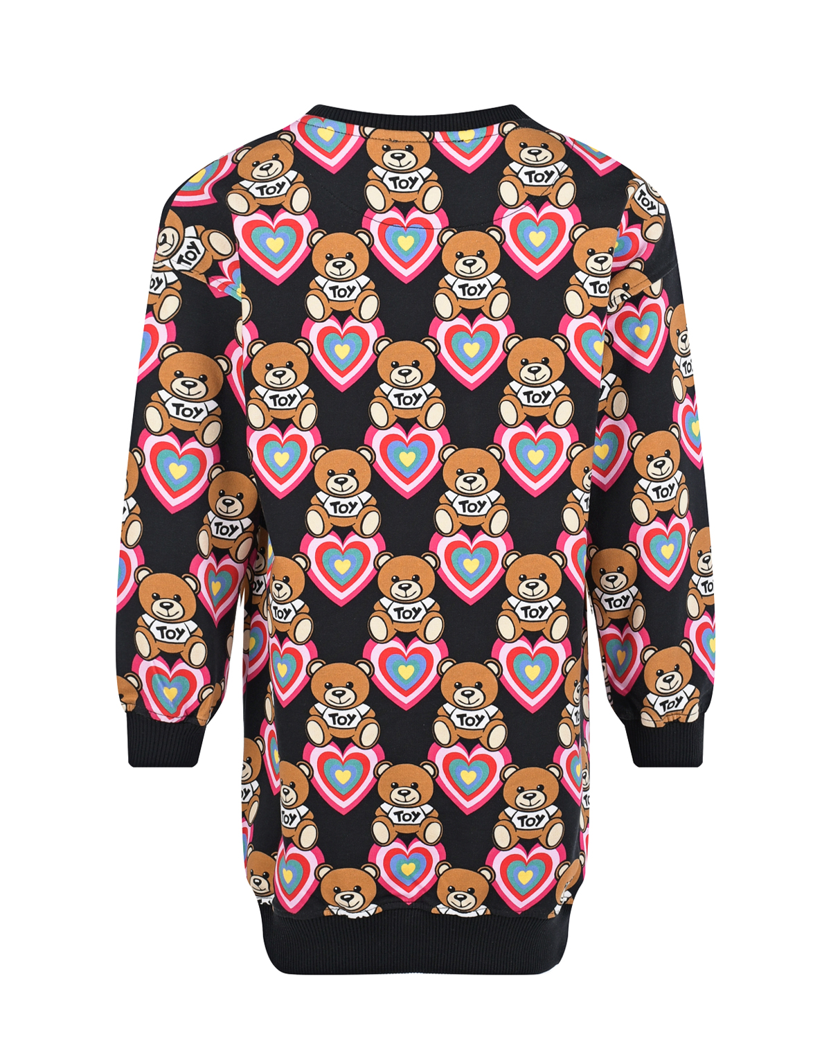 Платье со сплошным принтом "мишки и сердечки" Moschino детское, размер 104, цвет мультиколор - фото 2
