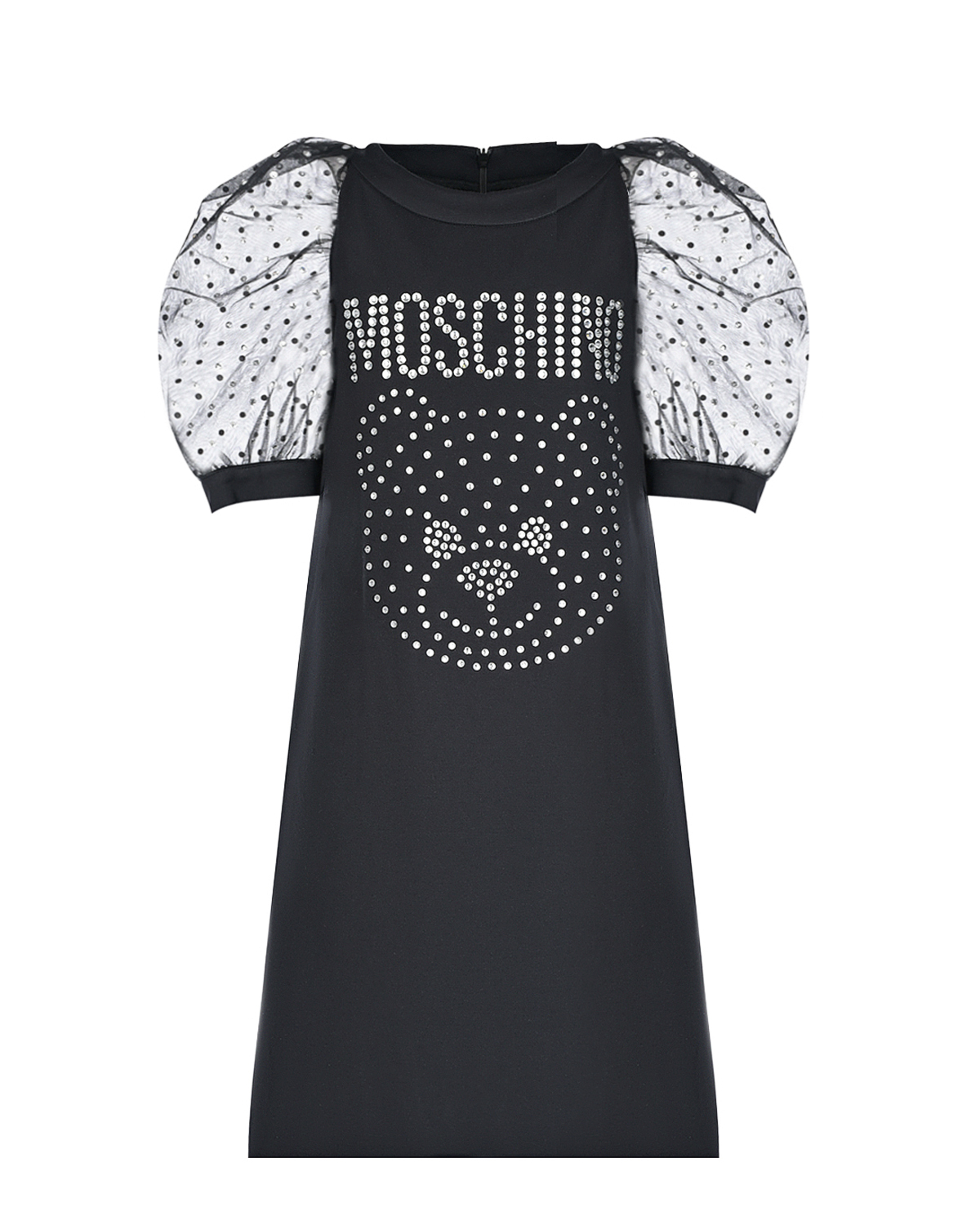 Черное платье с декором стразами Moschino детское, размер 140, цвет черный - фото 1