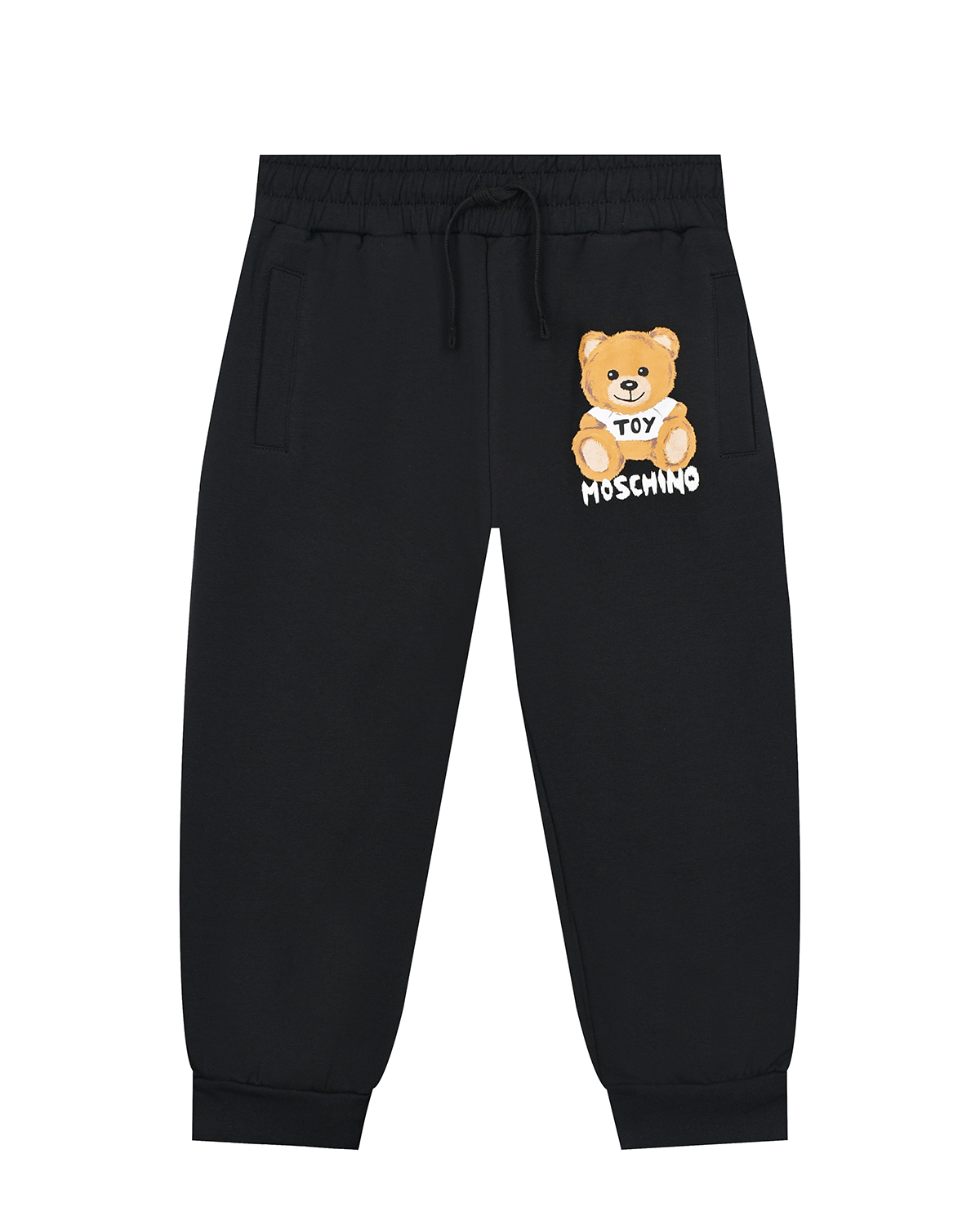 Черные спортивные брюки с принтом "медвежонок" Moschino детские, размер 104, цвет черный - фото 1