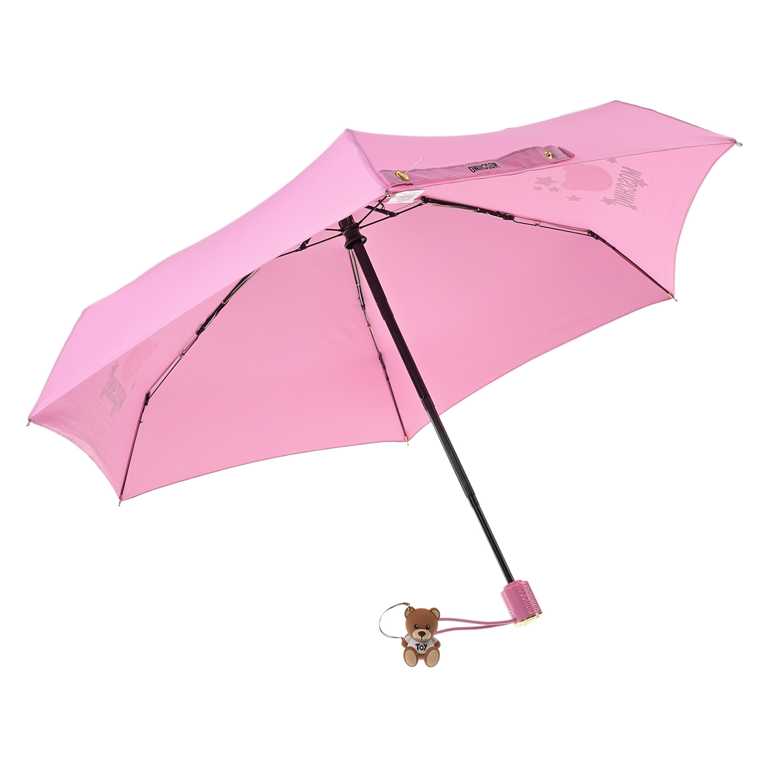 Розовый зонт с принтом "мишка и звезды", 21 см Moschino детский, размер unica