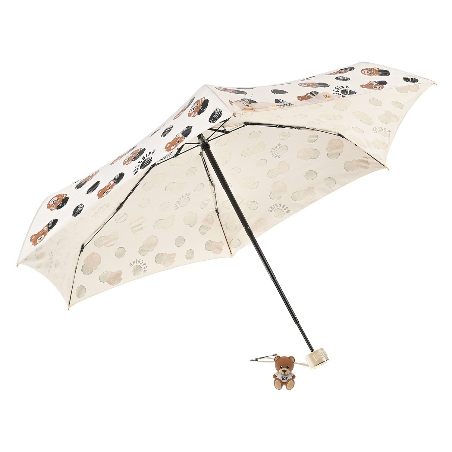 Зонт кремового цвета с принтом в горох, 17 см Moschino детский, размер unica