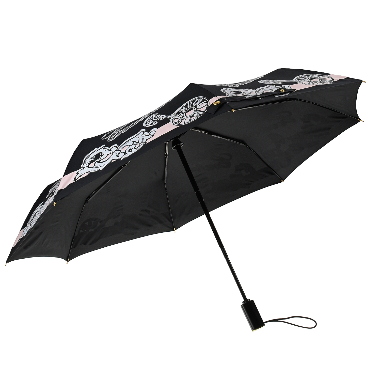 Черный зонт с текстовым принтом, 30 см Moschino детский, размер unica