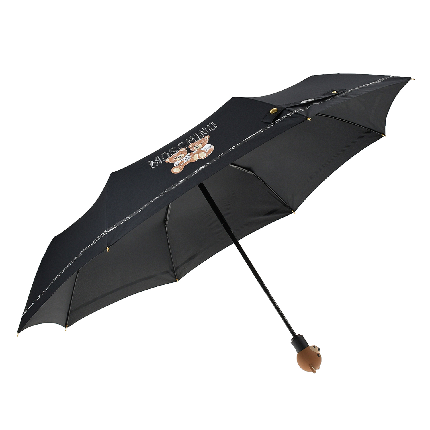 Черный складной зонт, 30 см Moschino детский, размер unica