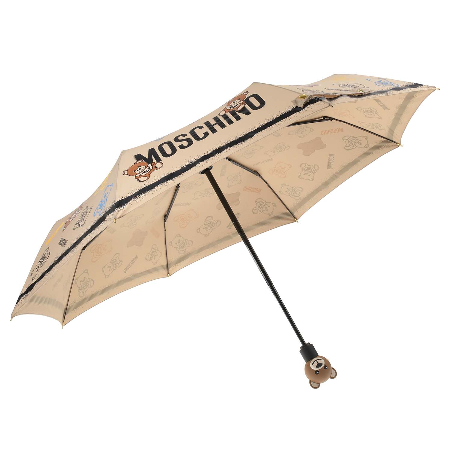 Бежевый зонт с принтом &quot;медвежата&quot;, 30 см Moschino детский
