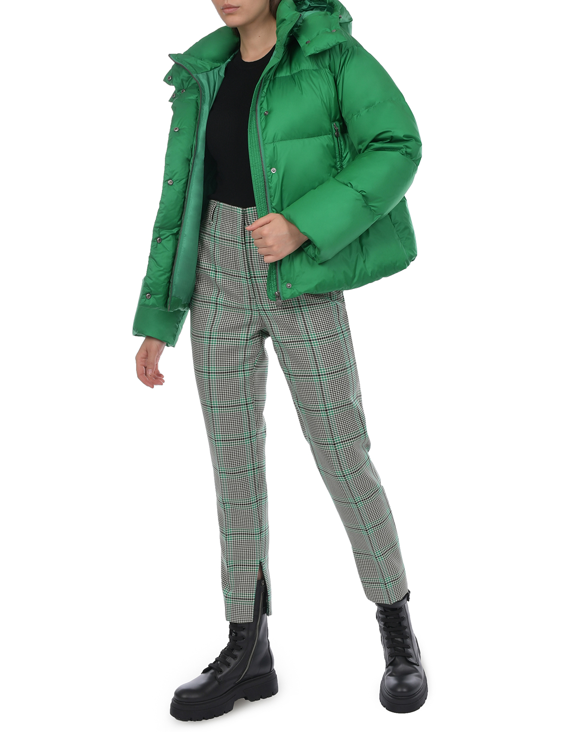 Короткая зеленая куртка с капюшоном Naumi, размер 36, цвет зеленый - фото 3