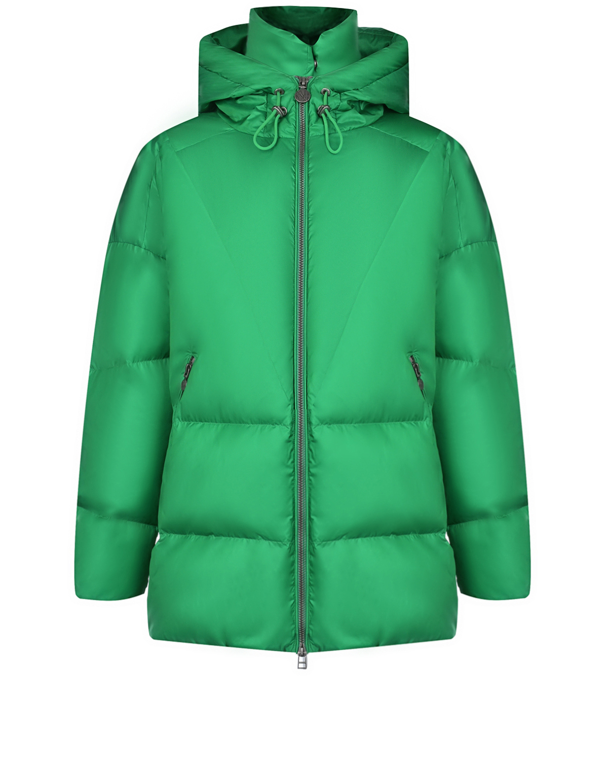 Удлиненная зеленая куртка с капюшоном Naumi, размер 36, цвет зеленый