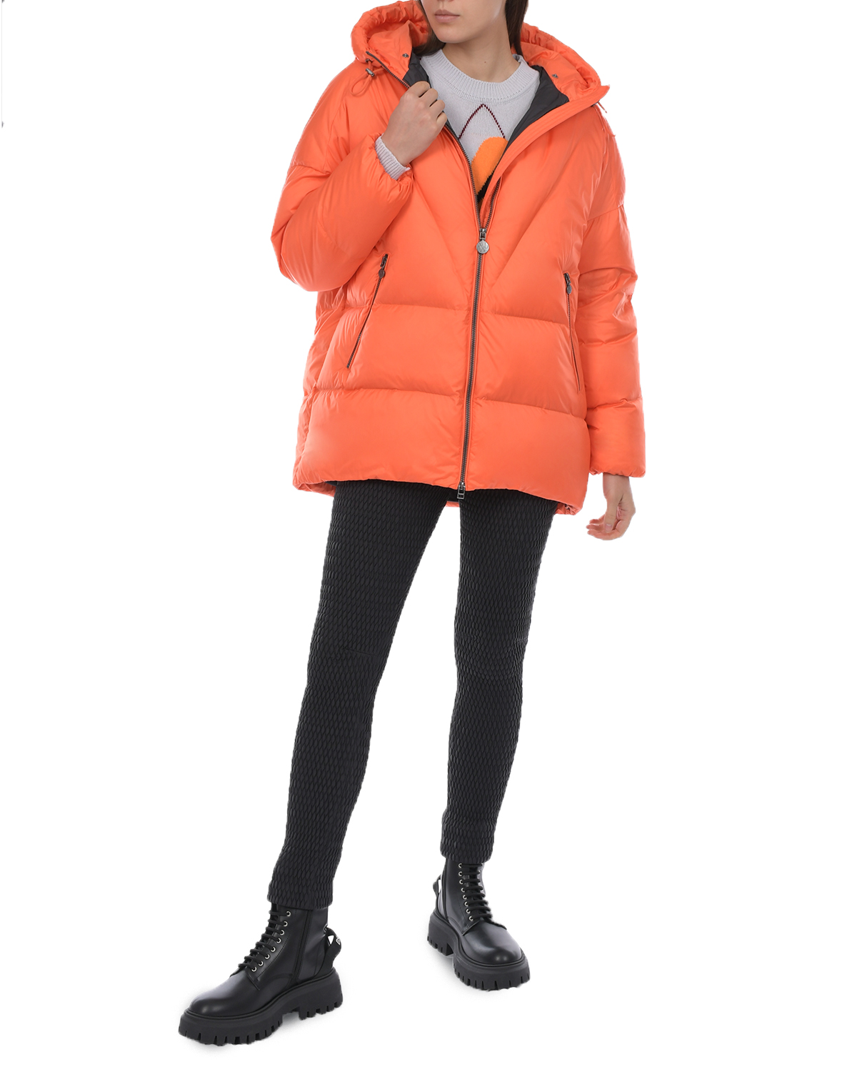 Удлиненная оранжевая куртка с капюшоном Naumi, размер 38, цвет оранжевый - фото 4