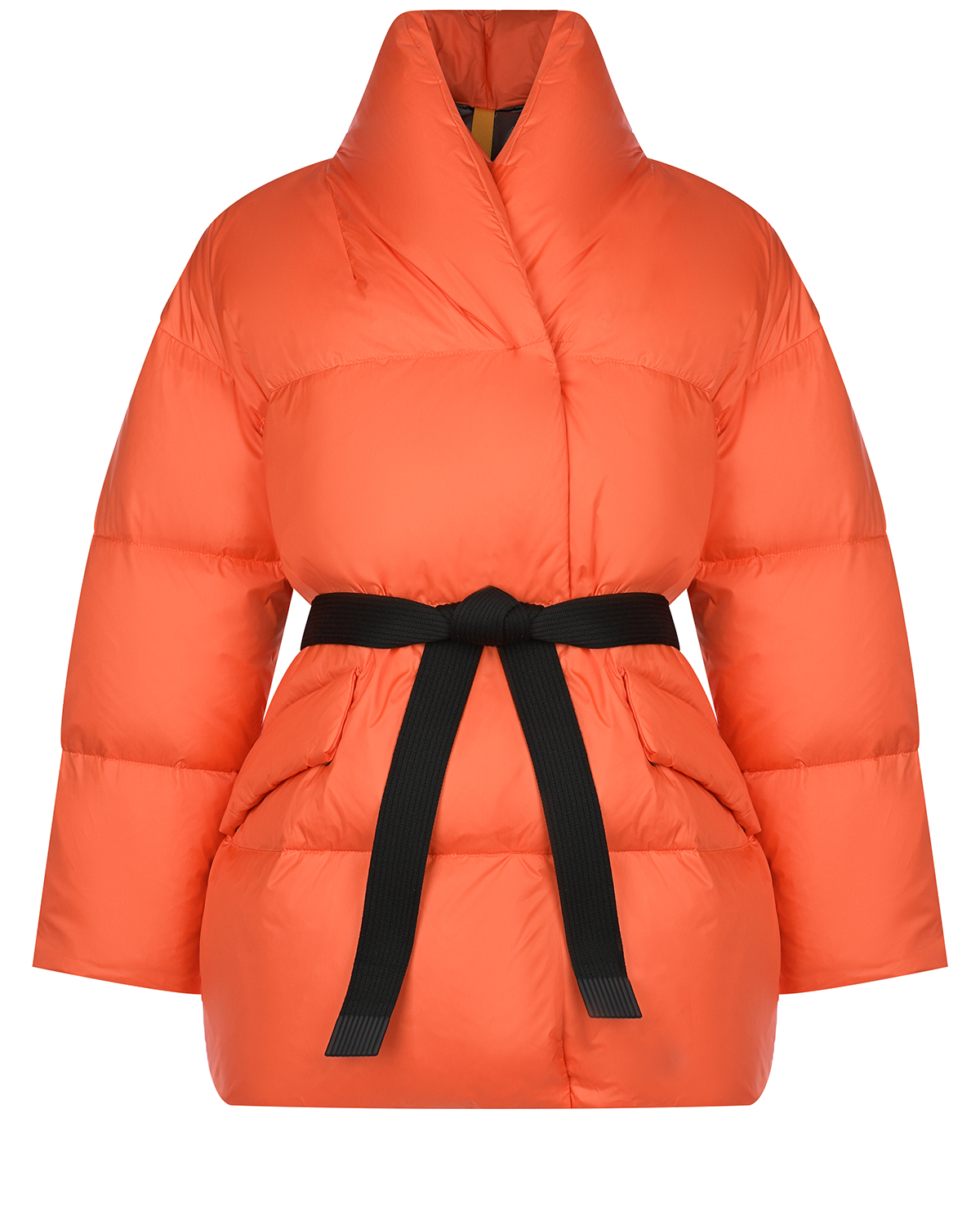 Оранжевая куртка с черным поясом Naumi, размер 36, цвет оранжевый
