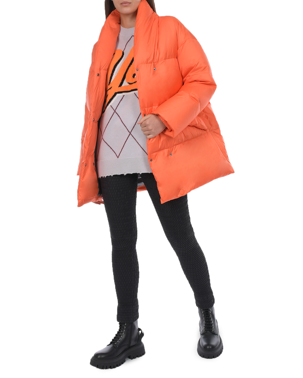 Оранжевая куртка с черным поясом Naumi, размер 36, цвет оранжевый - фото 3