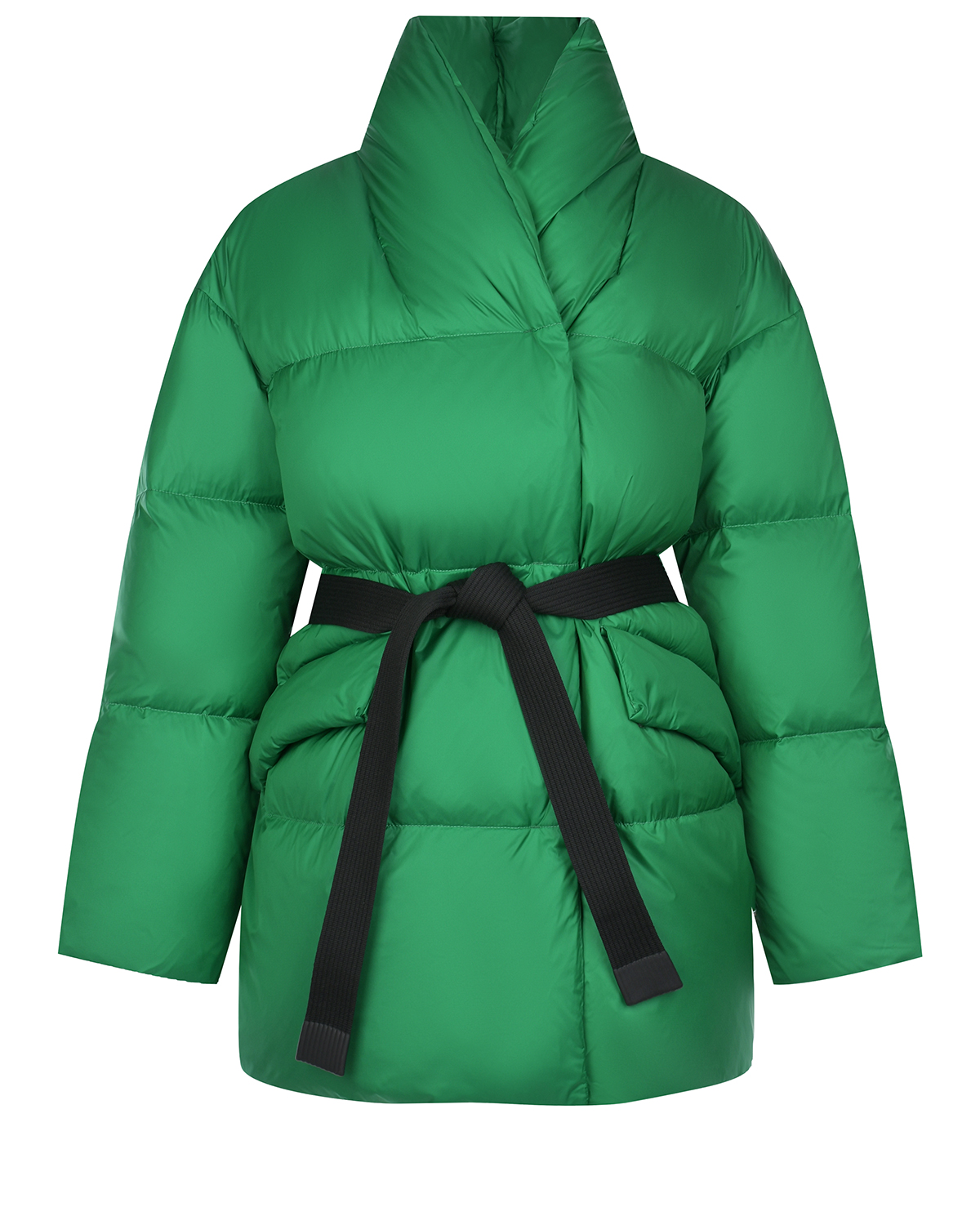 Зеленая куртка с черным поясом Naumi, размер 40, цвет зеленый - фото 1
