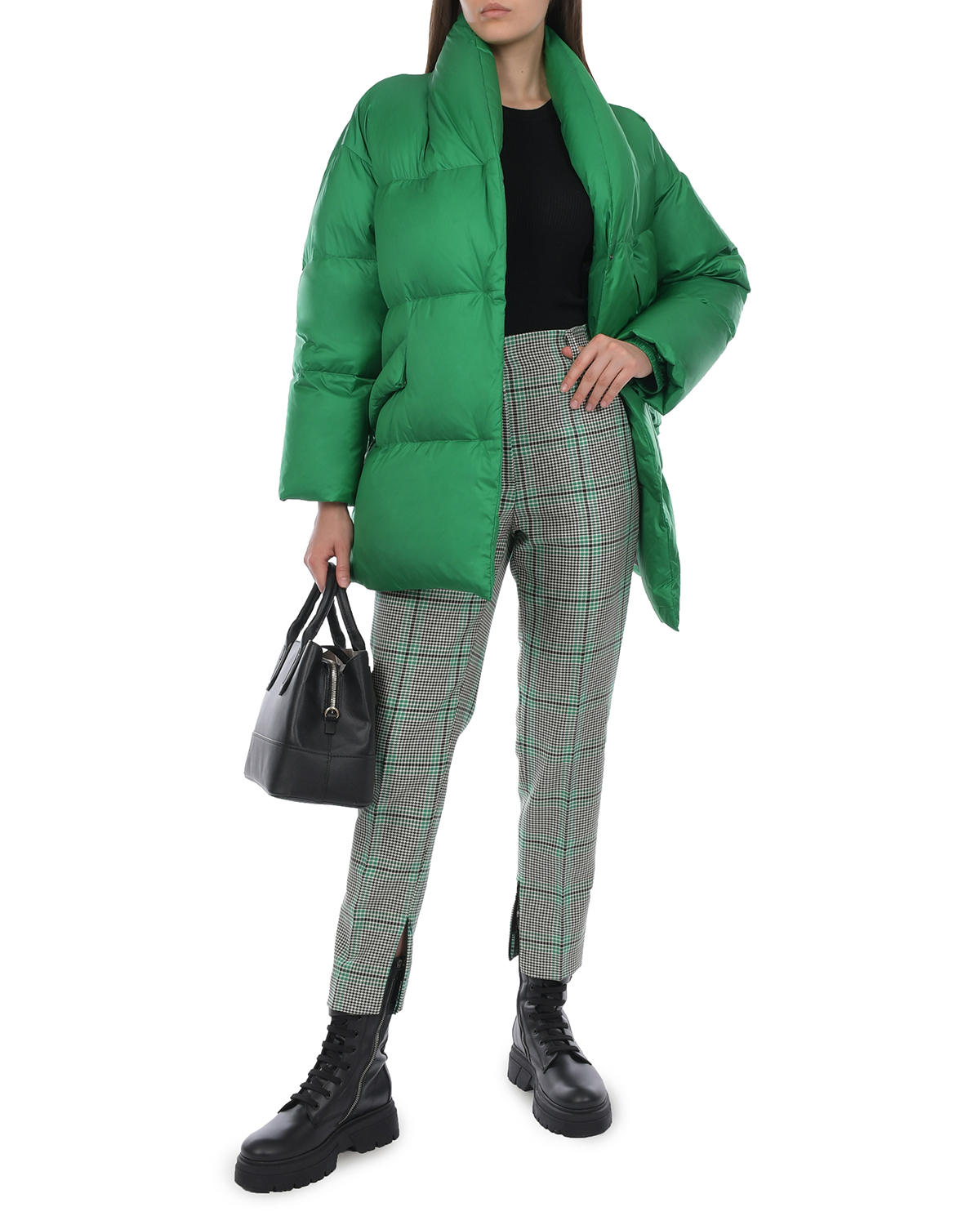 Зеленая куртка с черным поясом Naumi, размер 40, цвет зеленый - фото 3