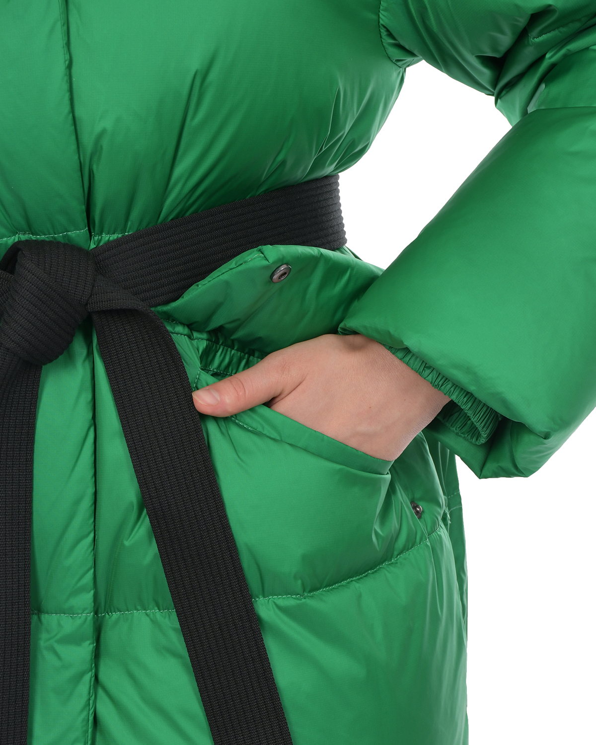 Зеленая куртка с черным поясом Naumi, размер 40, цвет зеленый - фото 10