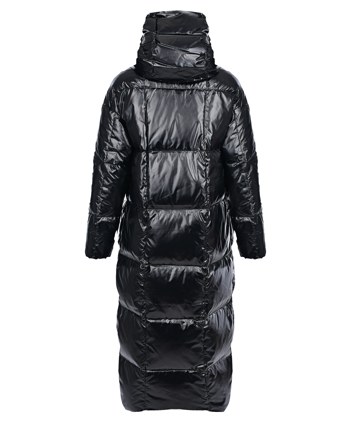 Черное глянцевое стеганое пальто Naumi, размер 36, цвет черный - фото 2
