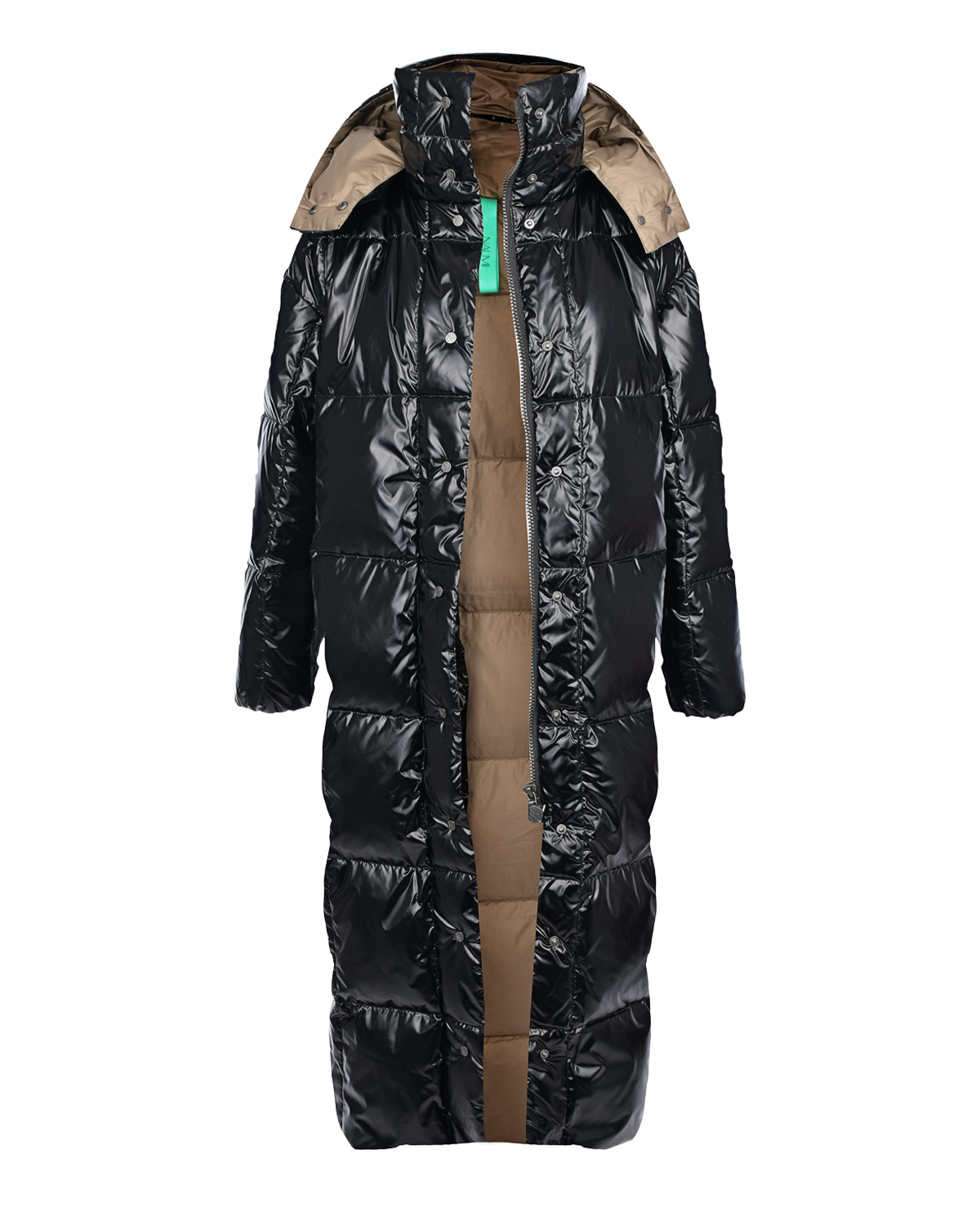 Черное глянцевое стеганое пальто Naumi, размер 36, цвет черный - фото 3