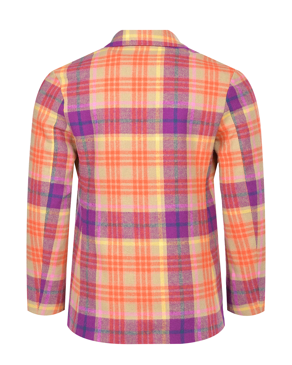 Пиджак в оранжево-фиолетовую клетку Paade Mode детский, размер 116, цвет мультиколор - фото 2