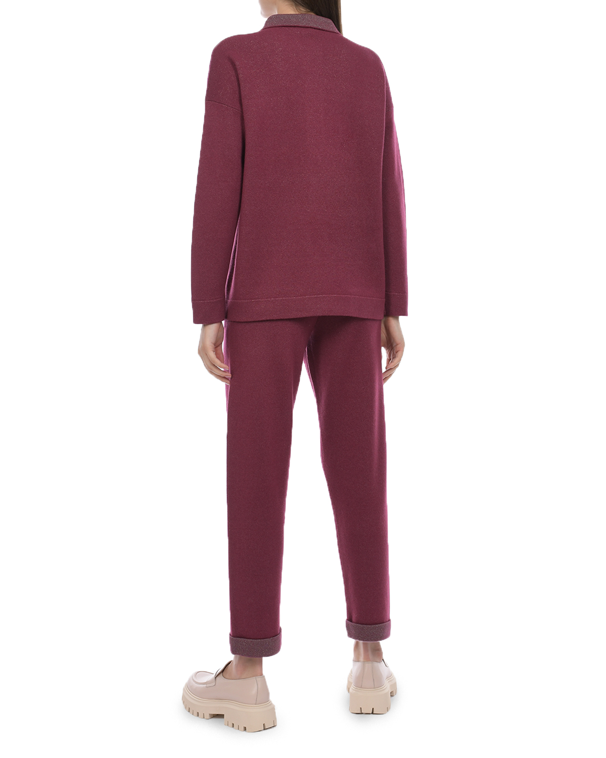 Бордовая рубашка из шерсти и шелка Panicale, размер 44, цвет бордовый - фото 3