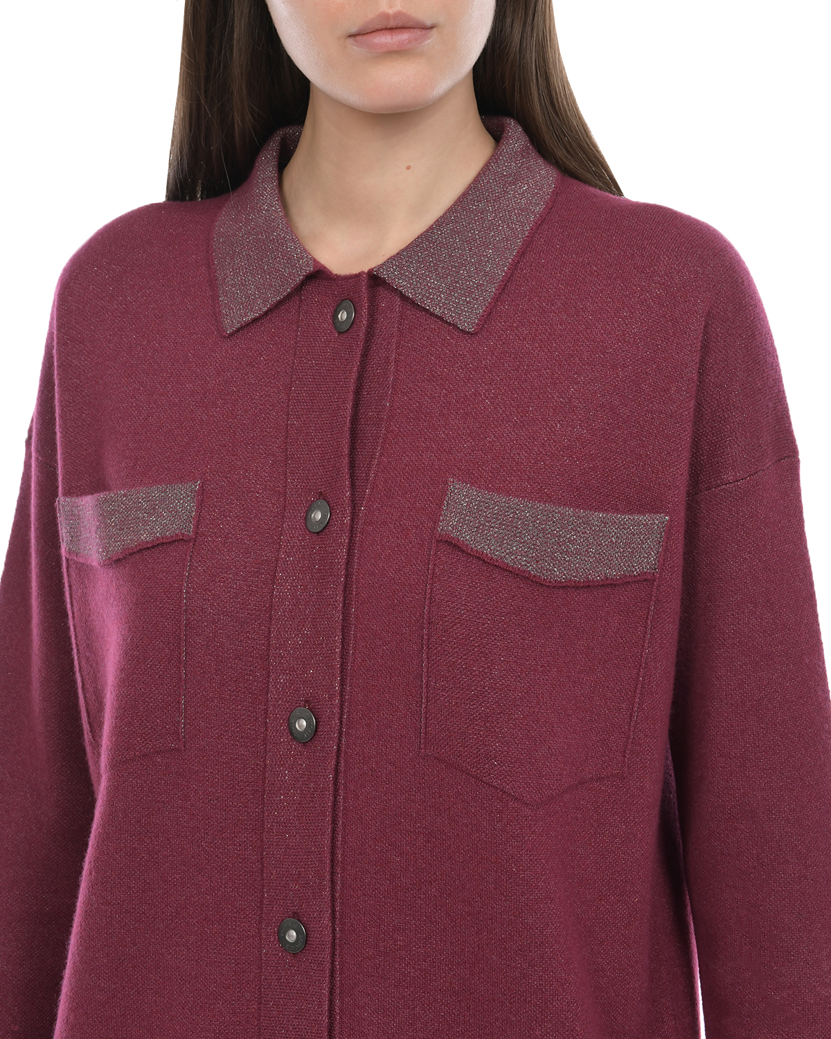 Бордовая рубашка из шерсти и шелка Panicale, размер 44, цвет бордовый - фото 7
