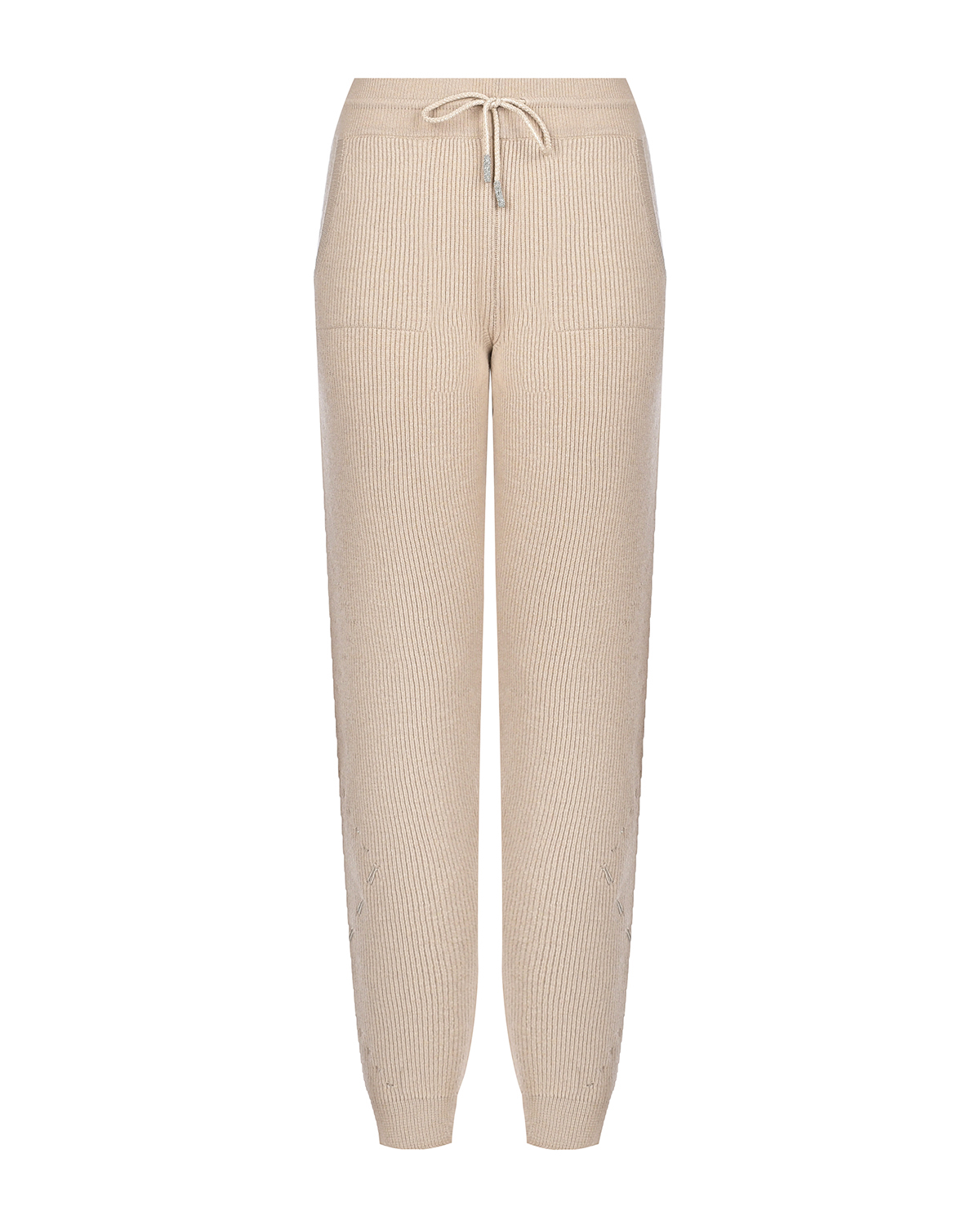 Бежевые брюки с ромбами из люрекса Panicale, размер 46, цвет бежевый - фото 1