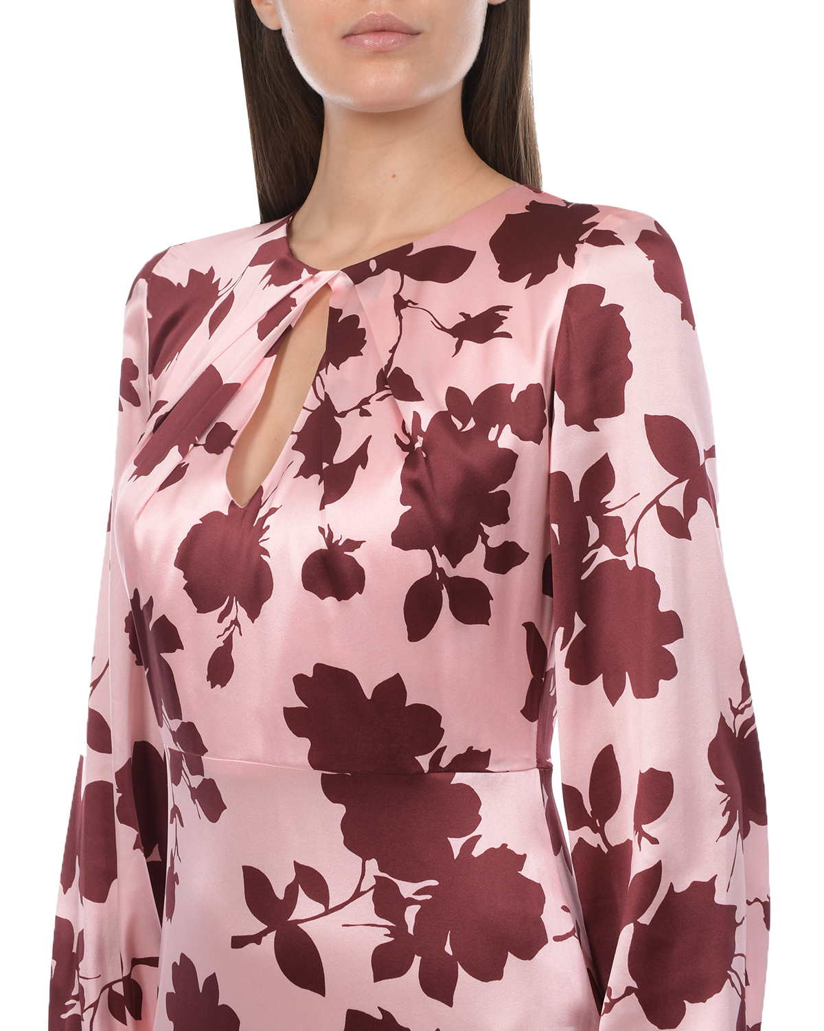 Розовое шелковое платье с цветочным принтом Parosh, размер 46 - фото 7