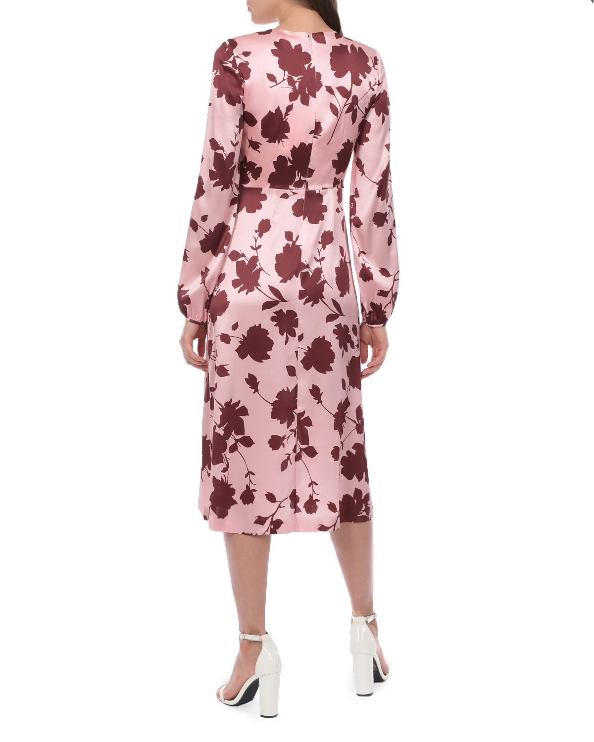 Розовое шелковое платье с цветочным принтом Parosh, размер 46 - фото 3