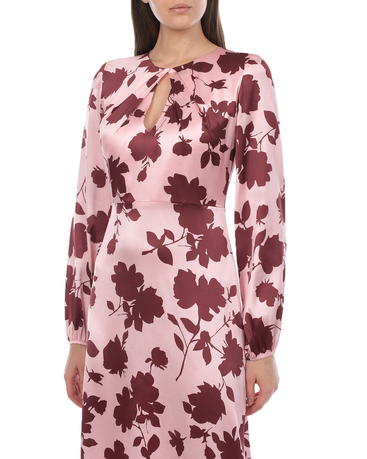 Розовое шелковое платье с цветочным принтом Parosh, размер 46 - фото 5